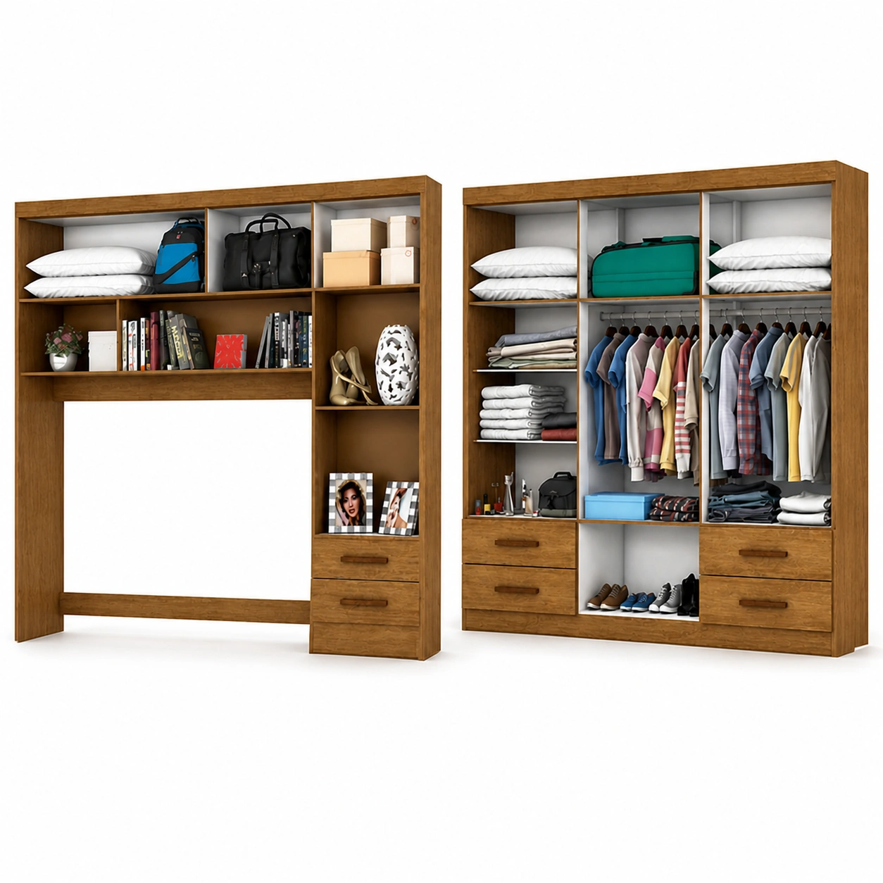 Guarda Roupa Modulado + Hercules Casal 6 portas Carioca - Cinamomo - Imagem 3