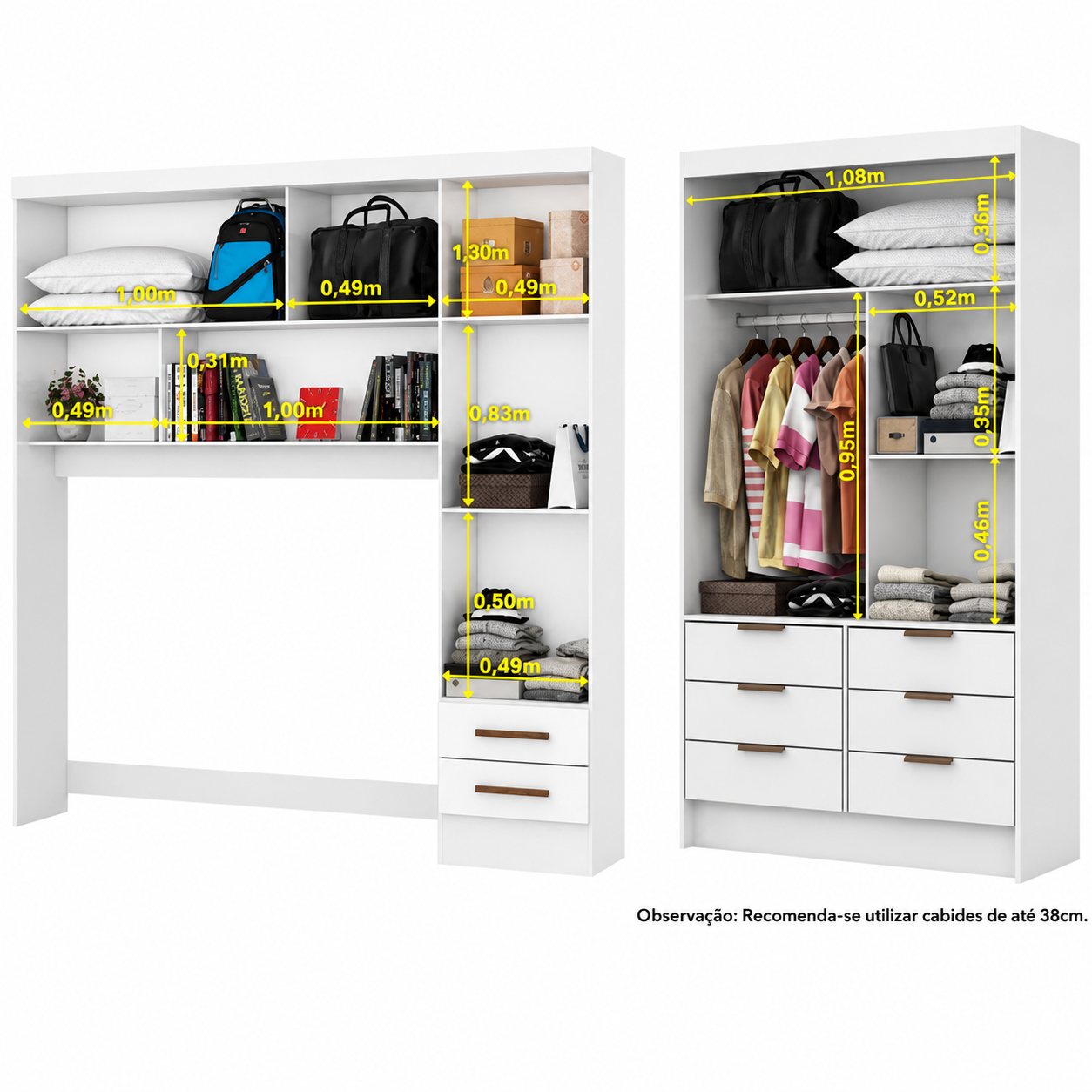 Guarda Roupa Modulado + Sevilha 2 Portas com espelho Carioca - Branco - Imagem 3