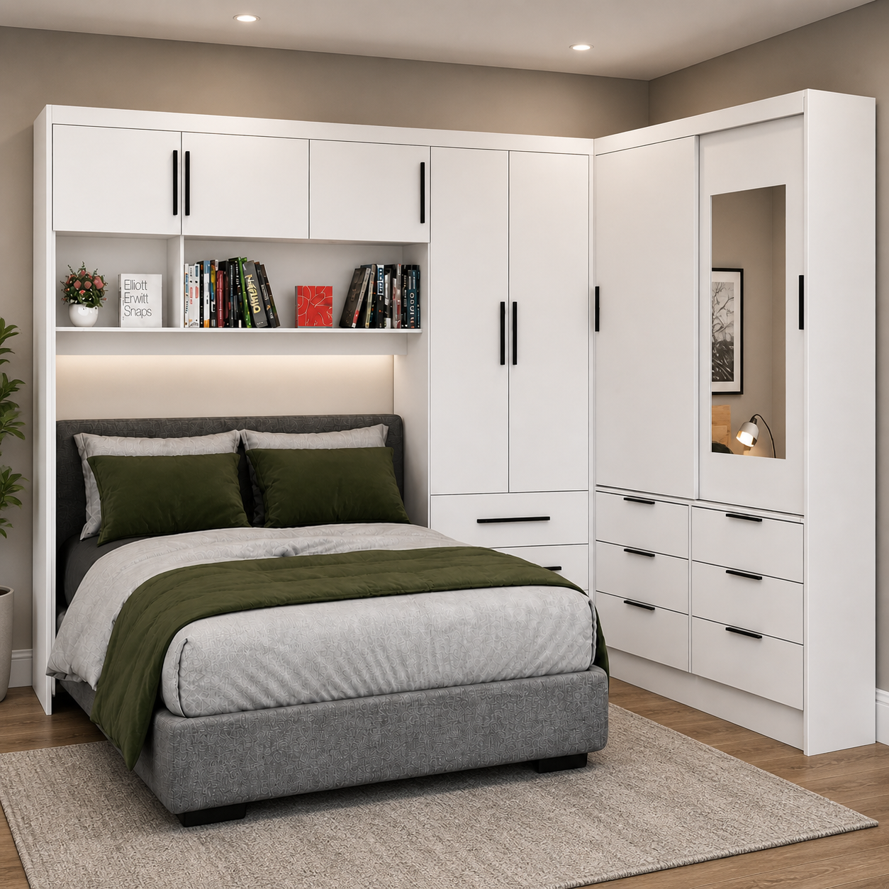 Guarda Roupa Modulado + Sevilha 2 Portas com espelho Carioca - Branco - Imagem 4