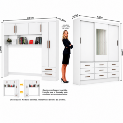 Alternative view of Guarda Roupa Modulado Sevilha 8 Portas 11 Gavetas com espelho - Branco