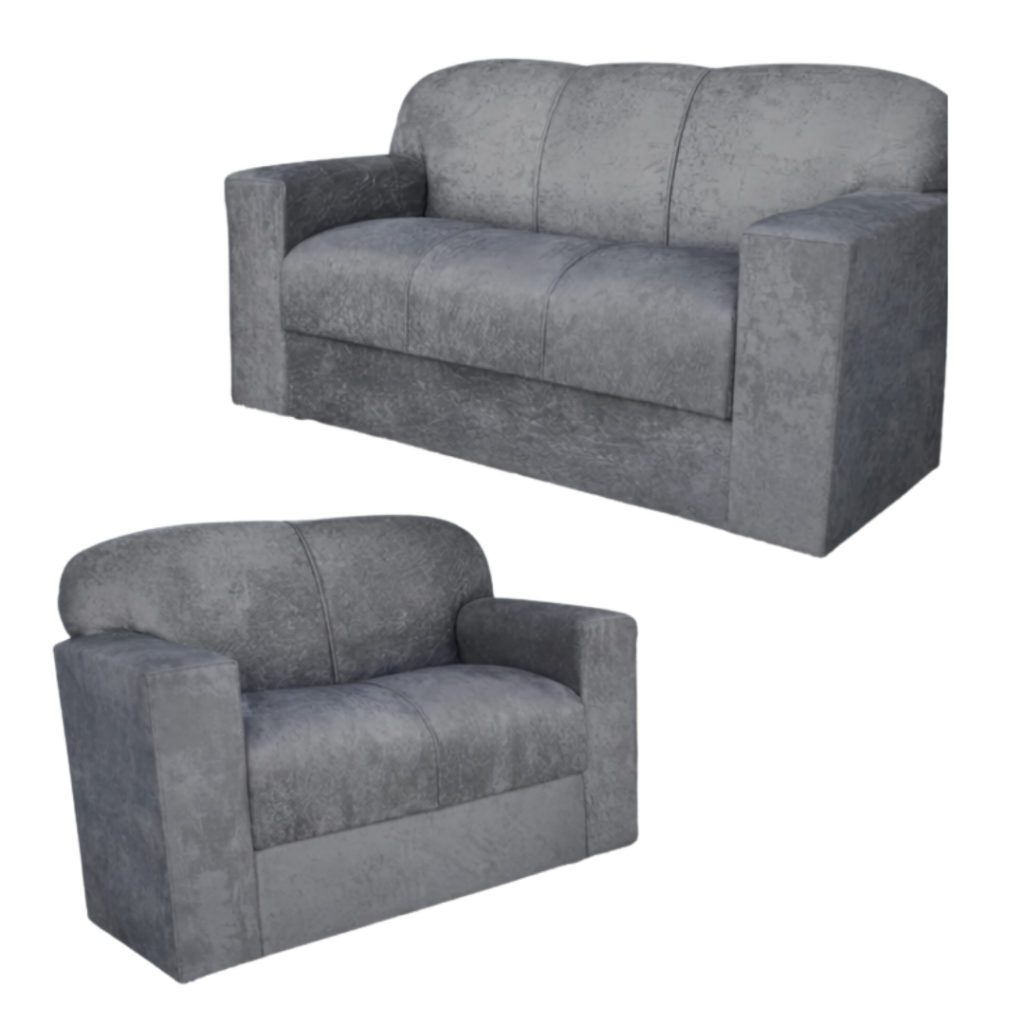 Conjunto de Sofá Rio 2 e 3 Lugares JM - Suede Cinza
