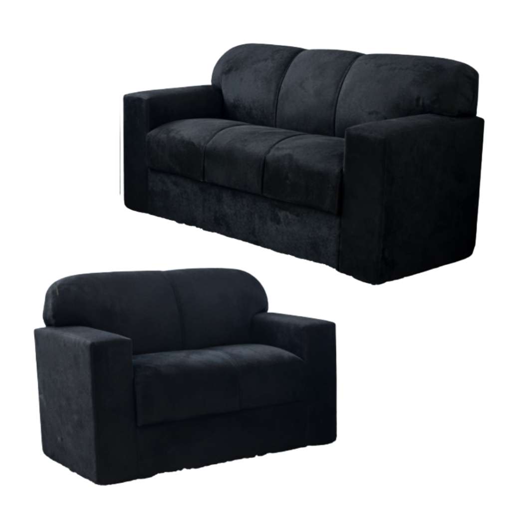 Conjunto de Sofá Rio 2 e 3 Lugares JM - Suede Preto