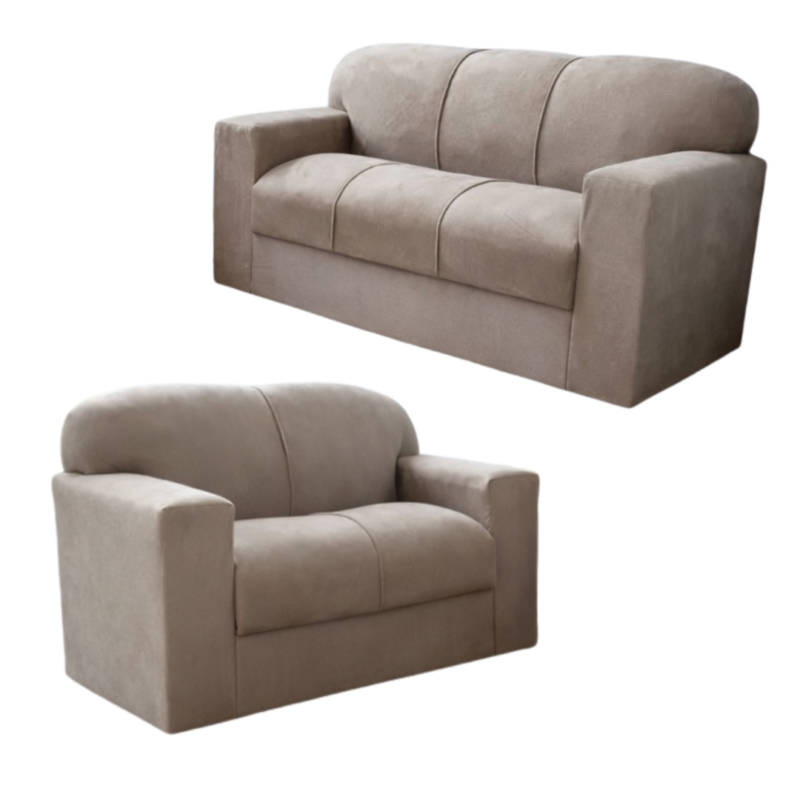 Conjunto de Sofá Rio 2 e 3 Lugares JM - Suede Bege