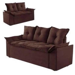 Conjunto de Sofá Veneza 2 e 3 Lugares Tecido Suede