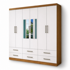Guarda Roupa Dallas 6 Portas 6 Gavetas Com Espelho - Cinamomo Branco