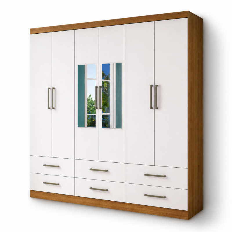 Guarda Roupa Dallas Com Espelho Carioca - Cinamomo Branco