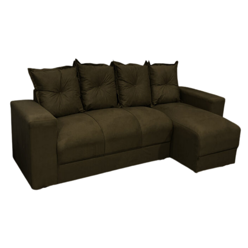 Alternative view of Estofado 3 Lugares Com Chaise JM - Suede Marrom