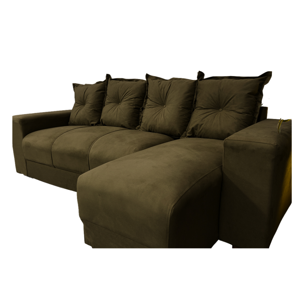 Estofado 3 Lugares Com Chaise JM - Suede Marrom