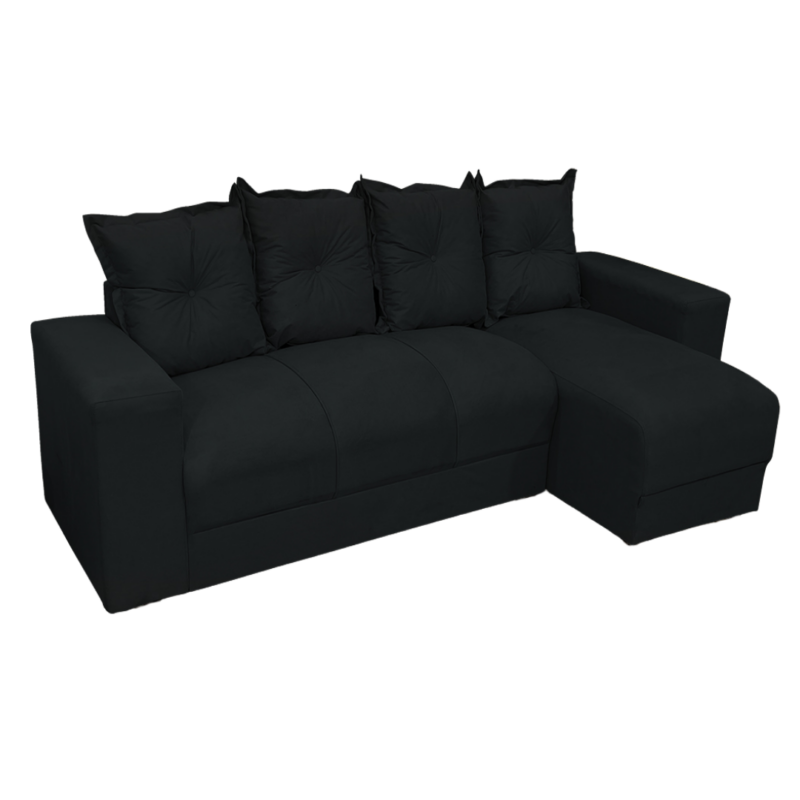 Alternative view of Estofado 3 Lugares Com Chaise JM - Suede Preto