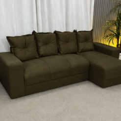Estofado 3 Lugares Com Chaise Tecido Suede