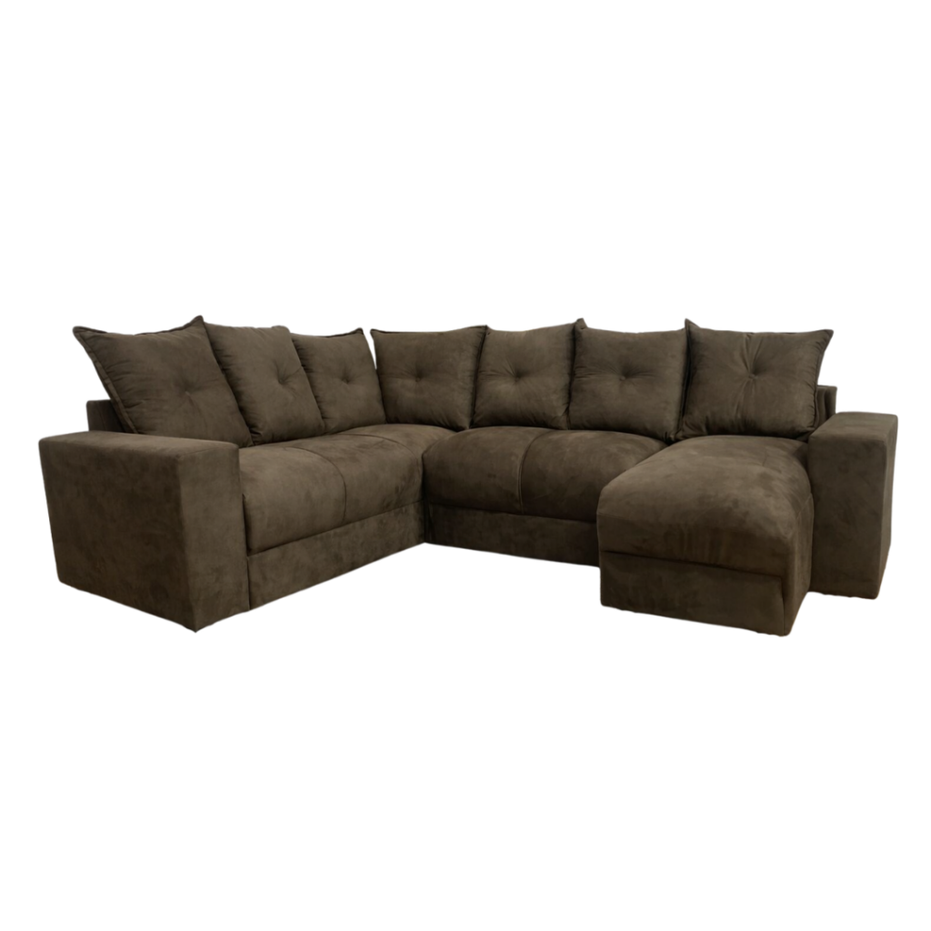 Alternative view of Estofado 6 Lugares em L Com Chaise JM - Suede Marrom
