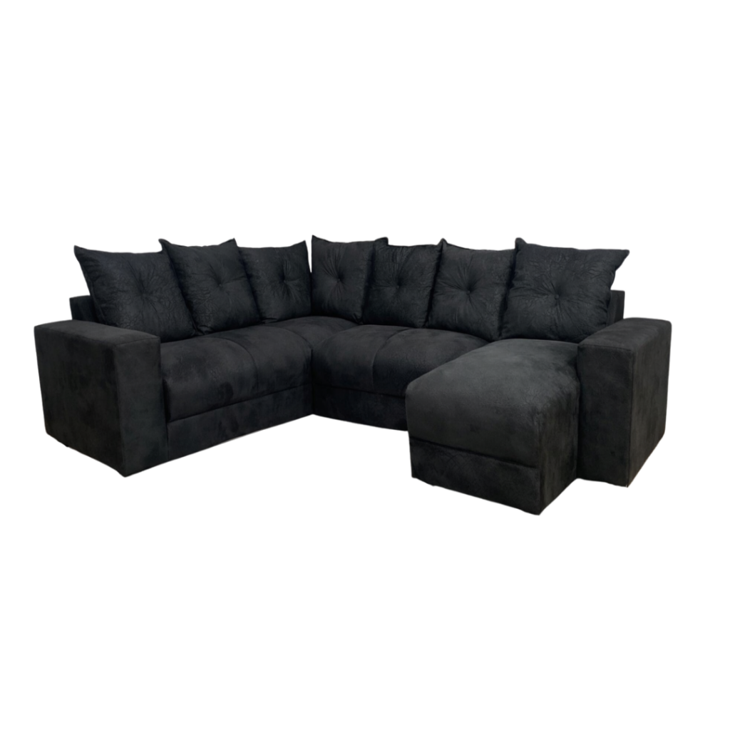 Alternative view of Estofado 6 Lugares em L Com Chaise JM - Suede Preto
