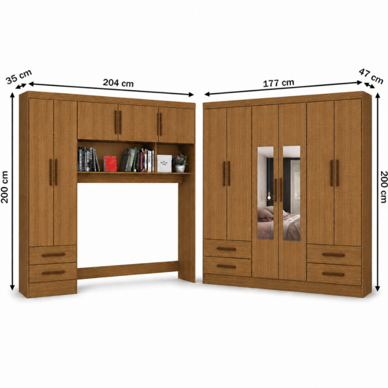 Alternative view of Guarda Roupa Modulado + Hercules Casal 6 portas Carioca - Cinamomo