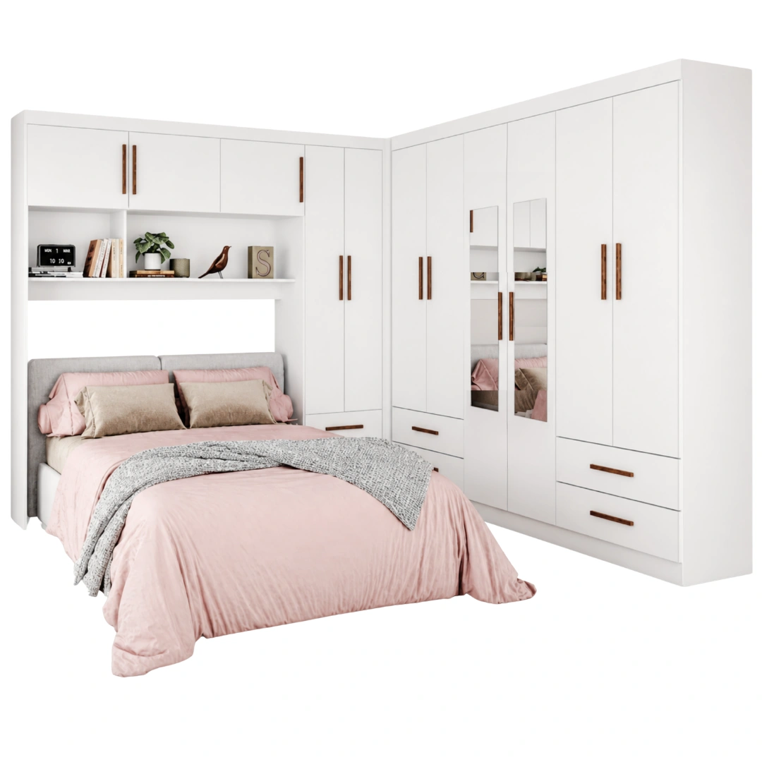Guarda Roupa Modulado + Hercules Casal 6 portas Carioca - Branco
