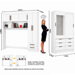 Alternative view of Guarda Roupa Modulado Sevilha 7 Portas 8 Gavetas com espelho - Branco