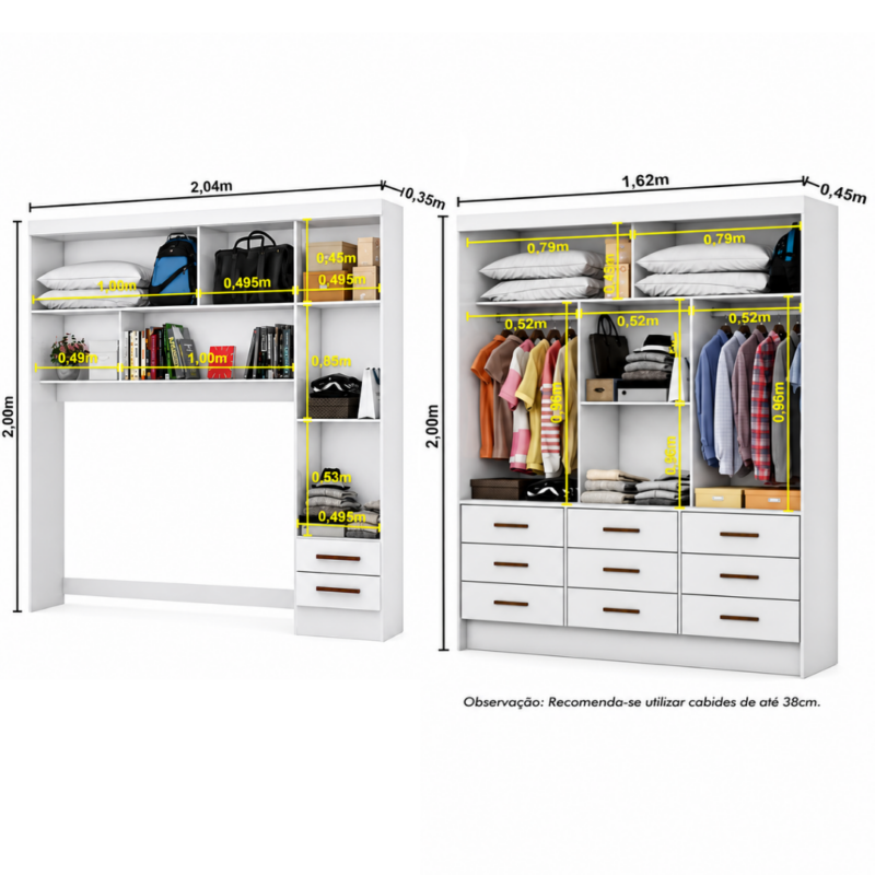 Alternative view of Guarda Roupa Modulado + Sevilha 3 Portas Luxo Carioca - Branco