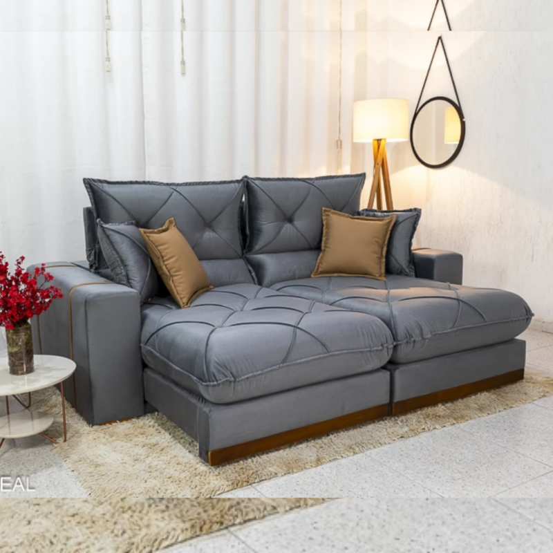 Alternative view of Sofá Retrátil Reclinável 2 metros Gran Bello Suede Cinza – D33 e Molas Ensacadas ImpDecor