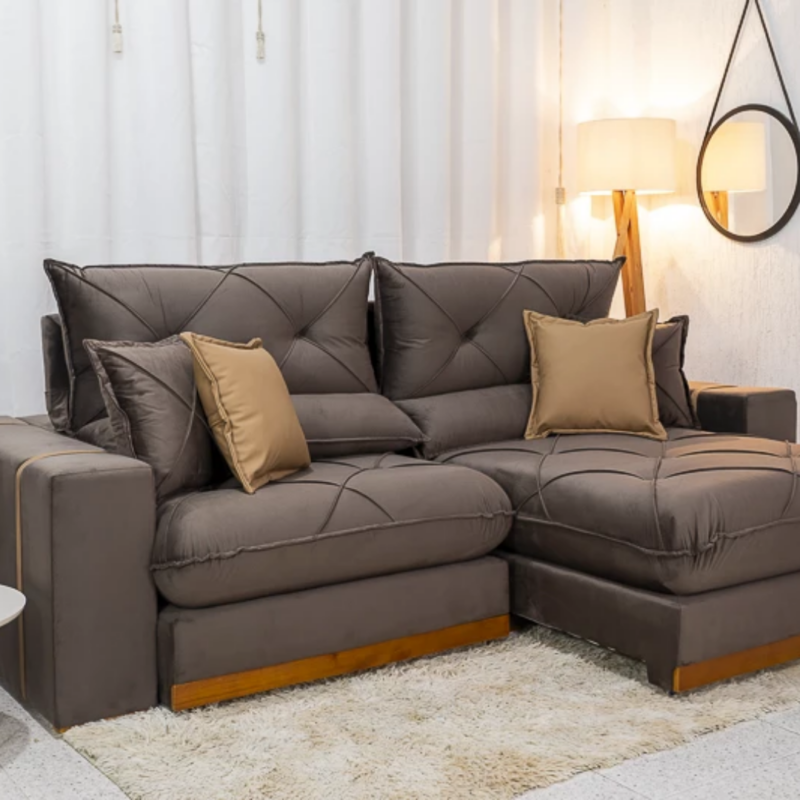 Alternative view of Sofá Retrátil Reclinável 2 metros Gran Bello Suede Marrom – D33 e Molas Ensacadas ImpDecor