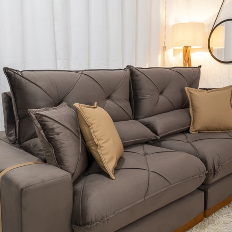 Alternative view of Sofá Retrátil Reclinável 2.5 metros Gran Bello Suede Marrom – D33 e Molas Ensacadas ImpDecor