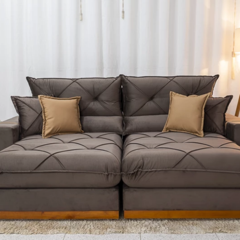 Alternative view of Sofá Retrátil Reclinável 2.30m Gran Bello Suede Marrom – D33 e Molas Ensacadas ImpDecor