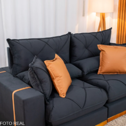 Alternative view of Sofá Retrátil Reclinável 2.30m Gran Bello Suede Preto – D33 e Molas Ensacadas