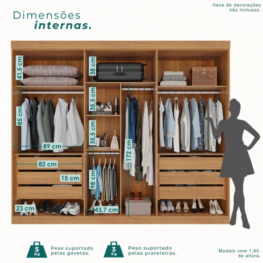 Guarda Roupa Gramado 6 Portas 6 Gavetas 100% MDF - Cinamomo Off - Valverde Novo Horizonte - Imagem 2