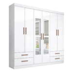 Guarda Roupa Hercules 6 Portas 4 Gavetas Com Espelho