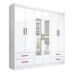 Guarda Roupa Hercules 6 Portas 4 Gavetas Com Espelho