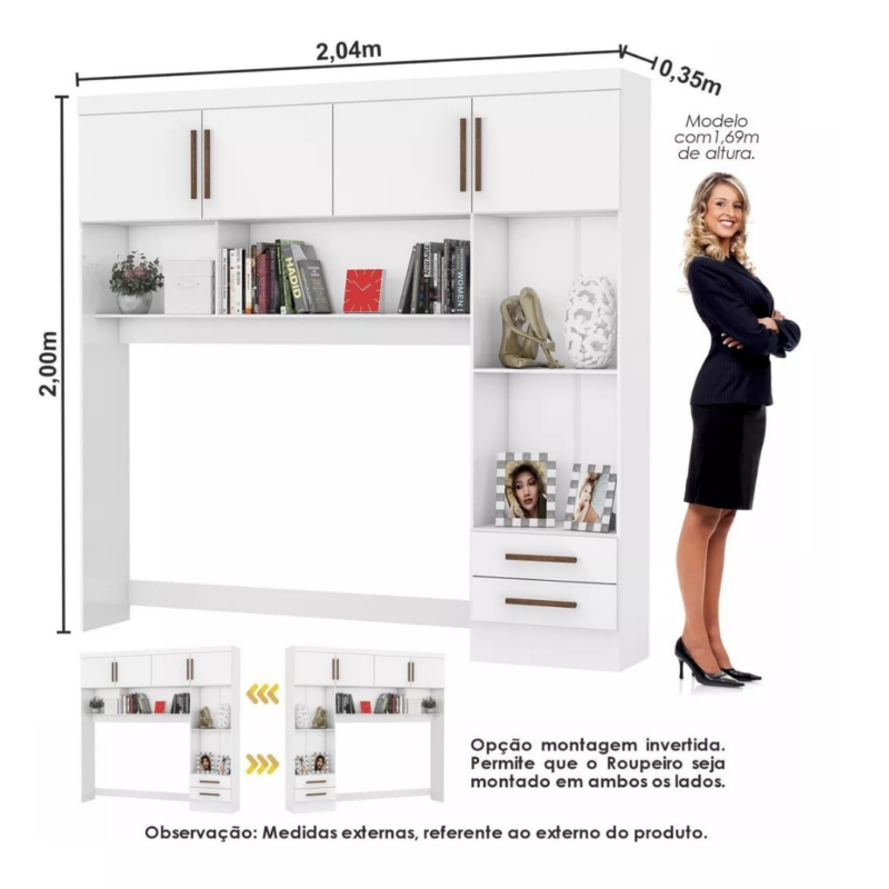 Alternative view of Modulado 5 Portas 2 Gavetas Carioca - Branco