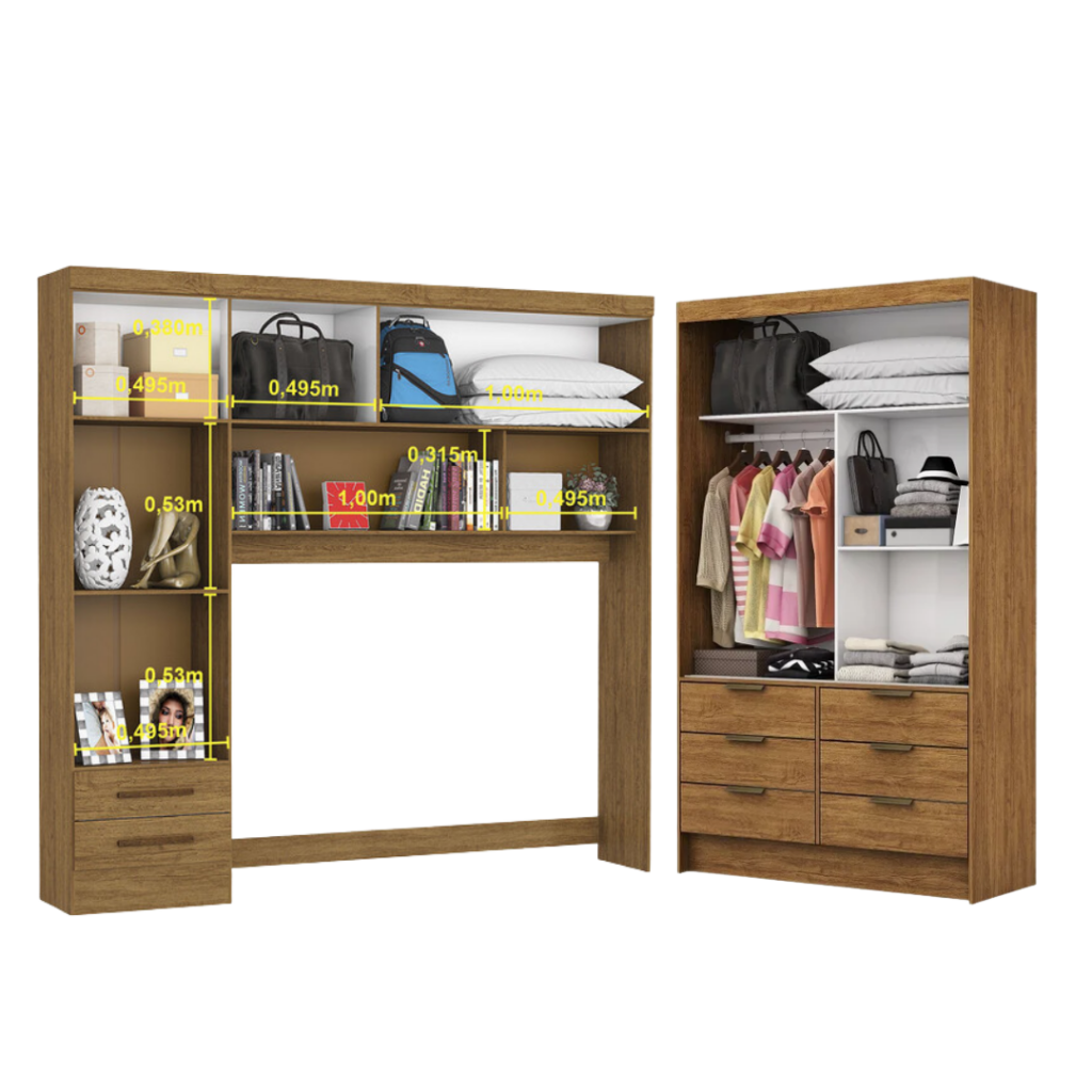 Alternative view of Guarda Roupa Modulado + Sevilha 2 Portas com espelho Carioca - Cinamomo