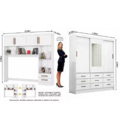 Alternative view of Guarda Roupa Modulado Sevilha 8 Portas 11 Gavetas com espelho