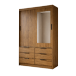 Guarda Roupa Sevilha Solteiro com Espelho 2 Portas 6 Gavetas