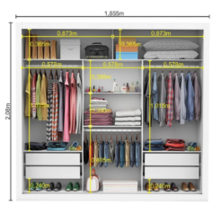 Alternative view of Guarda Roupa Veneza Gold 3 Portas 4 Gavetas Com Espelho