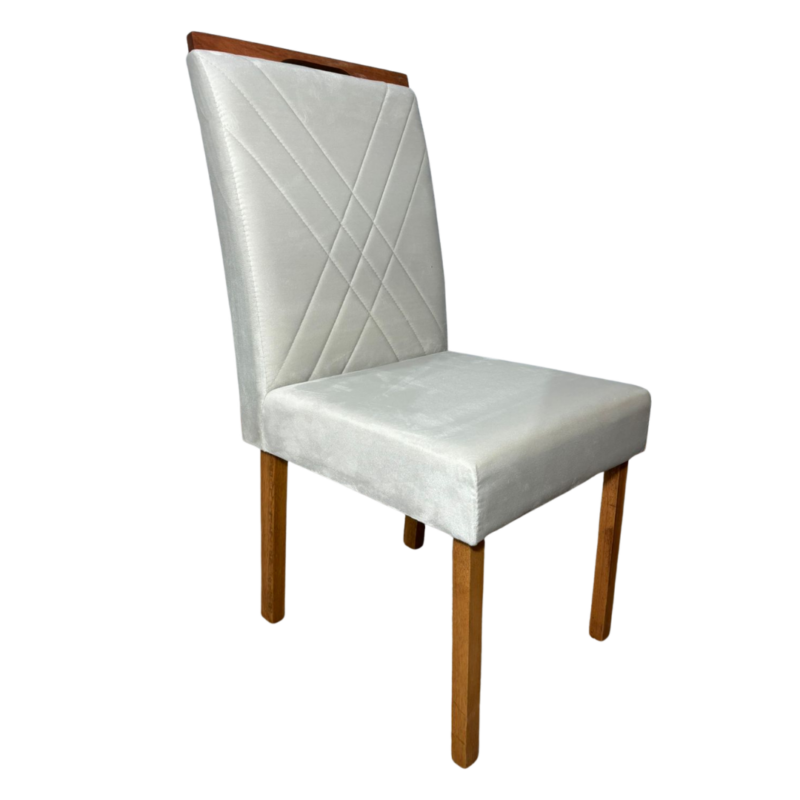 Cadeira Cristal Unidade Tecido Suede - Bege - Carvalho Decor