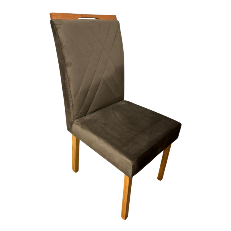 Cadeira Cristal Unidade Tecido Suede - Marrom - Carvalho Decor