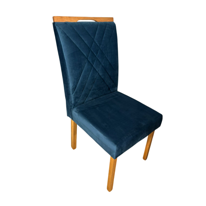 Cadeira Cristal Unidade Tecido Suede - Azul - Carvalho Decor