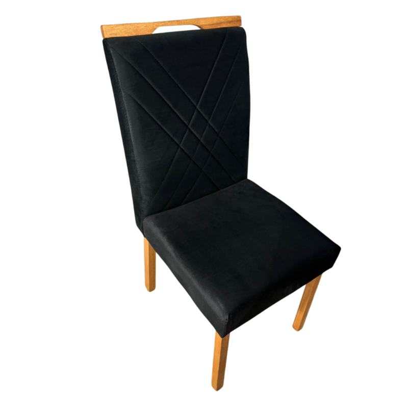 Cadeira Cristal Unidade Tecido Suede - Preto - Carvalho Decor