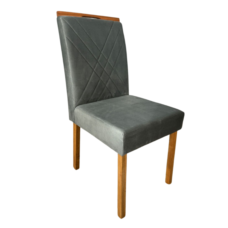 Cadeira Cristal Unidade Tecido Suede - Cinza - Carvalho Decor
