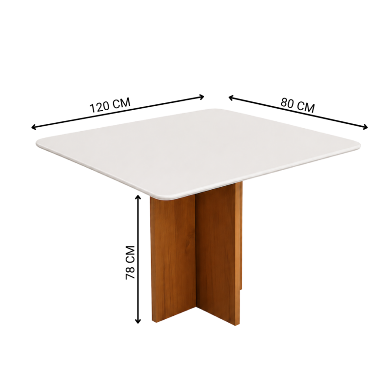Alternative view of Mesa de Jantar Salinas Off White 120x80cm sem Vidro - Cel Flex