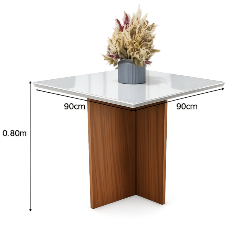 Alternative view of Mesa de Jantar Helo 90cmx90cm - Off white - Carvalho Decor