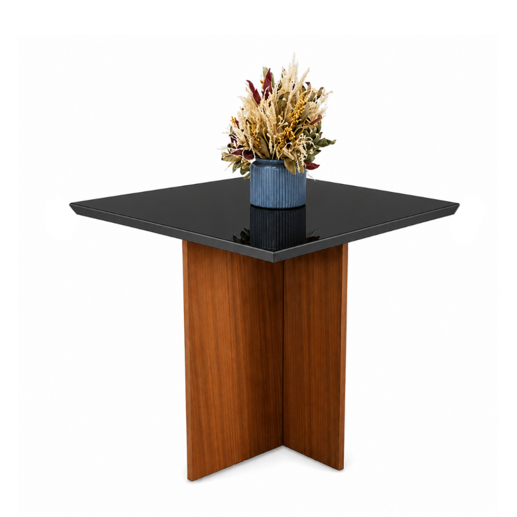 Mesa de Jantar Helo 90cmx90cm - Grafite Preto - Carvalho Decor