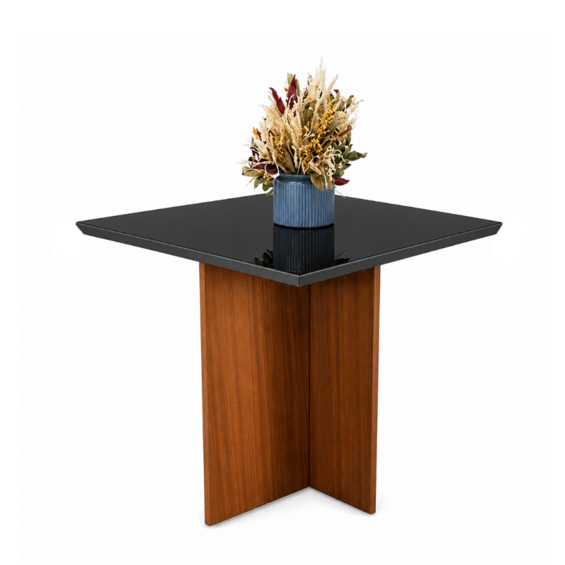 Mesa de Jantar Helo 90cmx90cm - Grafite Preto - Carvalho Decor