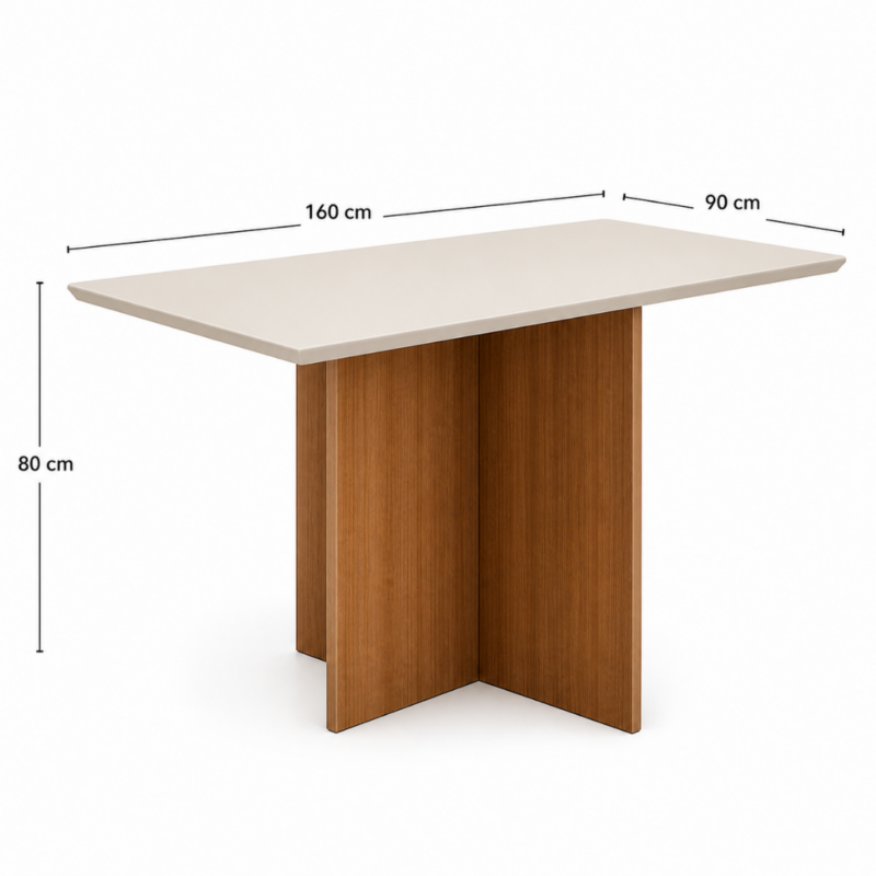 Alternative view of Mesa de Jantar Helo 160cmx90cm - Off white - Carvalho Decor