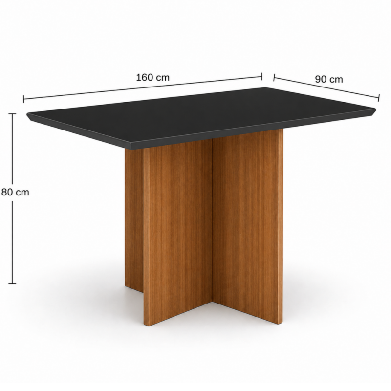 Alternative view of Mesa de Jantar Helo 160cmx90cm - Grafite Preto - Carvalho Decor