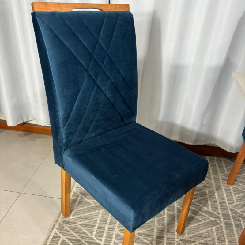 Alternative view of Cadeira Cristal Unidade Tecido Suede - Azul - Carvalho Decor