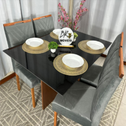 Alternative view of Mesa de Jantar Helo 120cmx80cm com 4 Cadeiras Cristal Grafite - Poliman