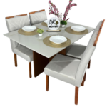 Mesa de Jantar Helo 120cmx80cm com 4 Cadeiras Cristal- Poliman