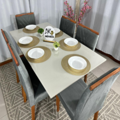 Alternative view of Mesa de Jantar Helo 160cmx90cm com 6 Cadeiras Cristal - Poliman