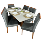 Mesa de Jantar Helo 160cmx90cm com 6 Cadeiras Cristal - Poliman