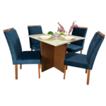 Mesa de Jantar Helo 90x90cm com 4 Cadeiras Cristal- Poliman